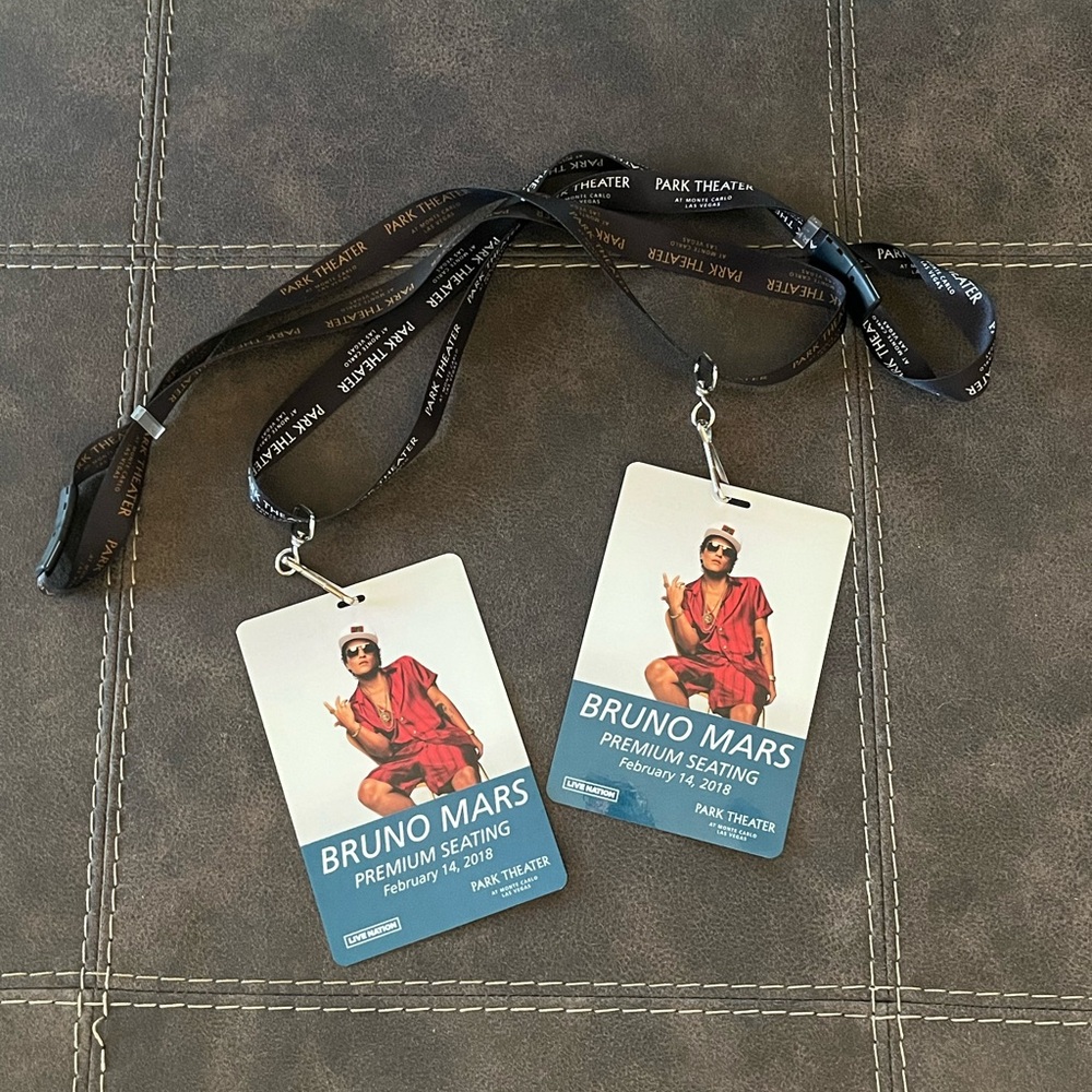 Bruno Mars Premium Seating Lanyard Passes - 24 K Gold Album